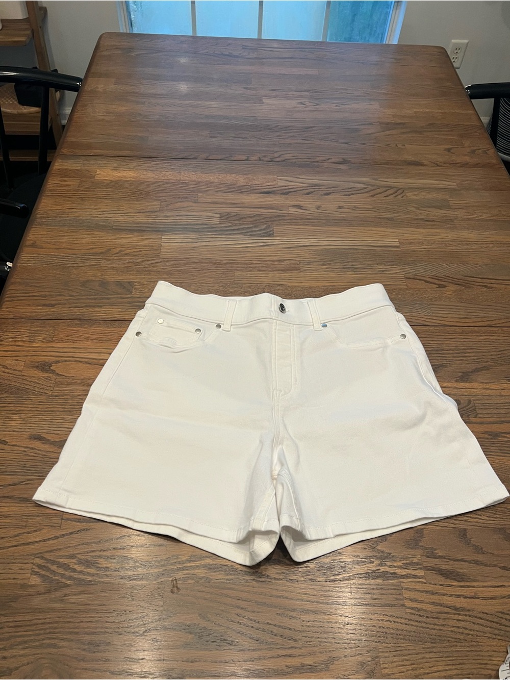 SPANX White High-Rise Denim Shorts